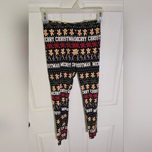 Holiday Time Girls Merry Christmas Print Leggings Large